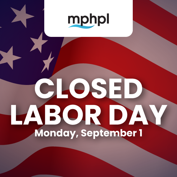 MPHPL Closed Labor Day MPHPL logo. ’Closed Labor Day Monday, September 1.’
