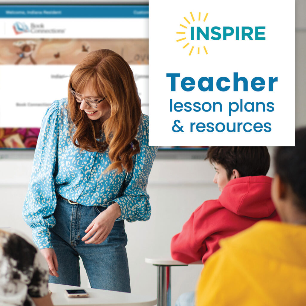 Teacher lesson plans & resources. Teacher smiling and looking at student. Other student can be seen as well. 