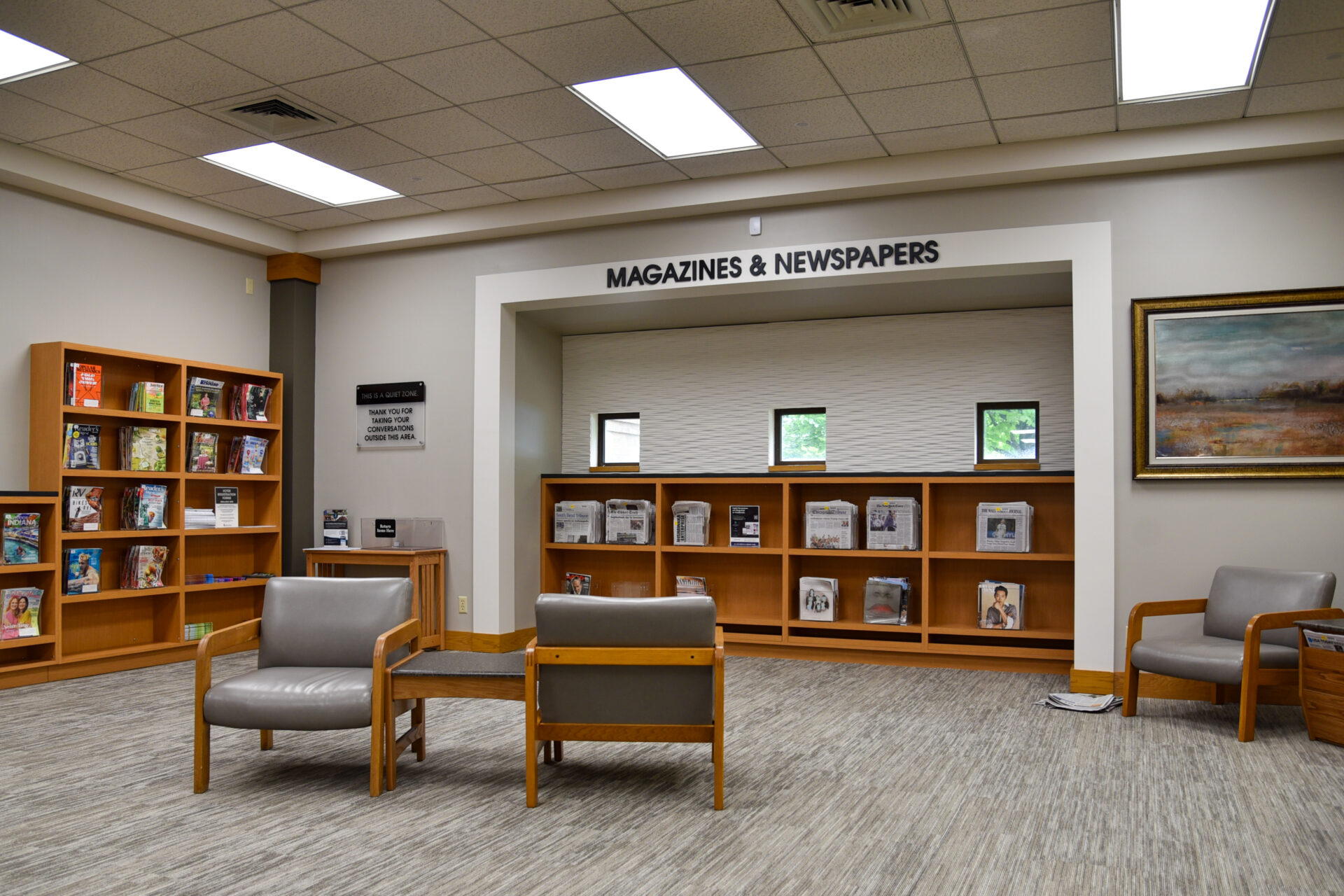Bittersweet quiet space with magazines and newspapers.
