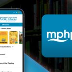 A smartphone with part of the MPHPL app interface visible. ’mphpl’ app store icon.
