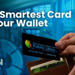 mphpl logo. A person holding a Mishawaka-Penn-Harris Public Library card near a wallet. ’The smartest card in your wallet’