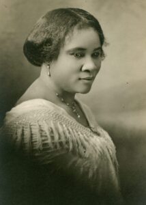 A photo of Madam C.J. Walker, a successful businesswoman who fought for racial equality and access to beauty in early 20th-century Indianapolis.
