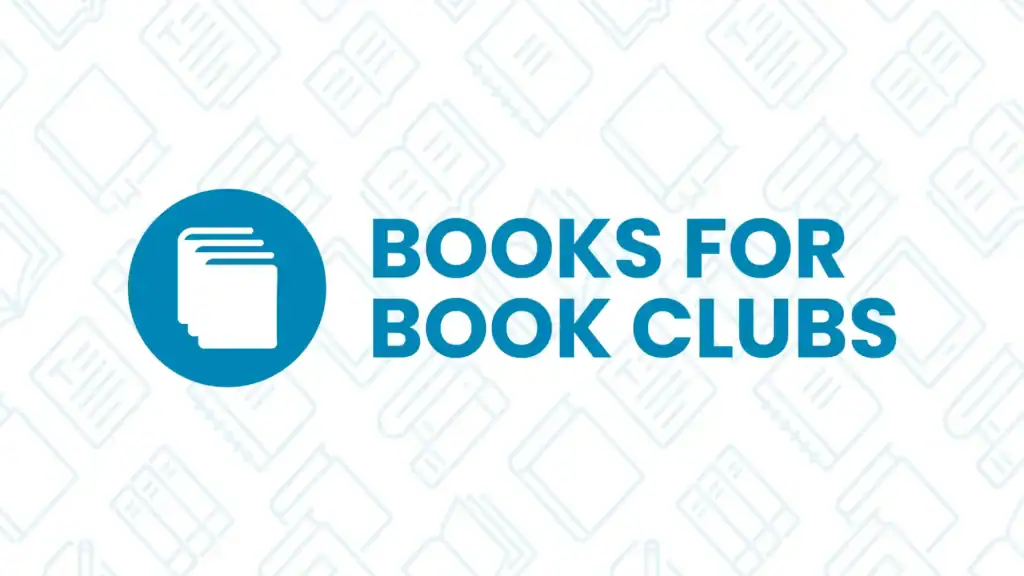 A blue circle with three stacked white books icon next to bold blue text reading Books for Book C on a background of faint book outlines.