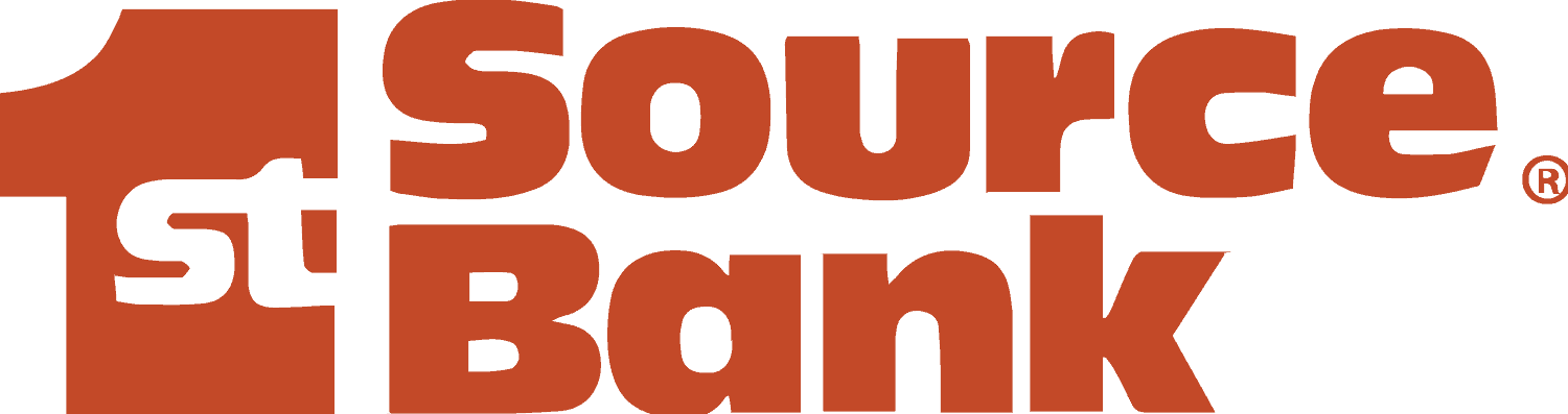 The logo features the words 1st Source Bank in bold, orange text. The 1st is stylized inside a large number one on the left, with Source Bank stacked to the right—perfect for promoting your next summer reading challenge.